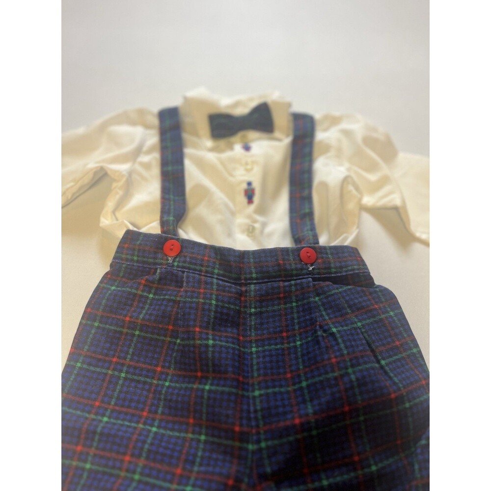 Vintage Great Guy Infant Nutcracker Embroidered Plaid Suspender Outfit USA 18M - Picture 15 of 15